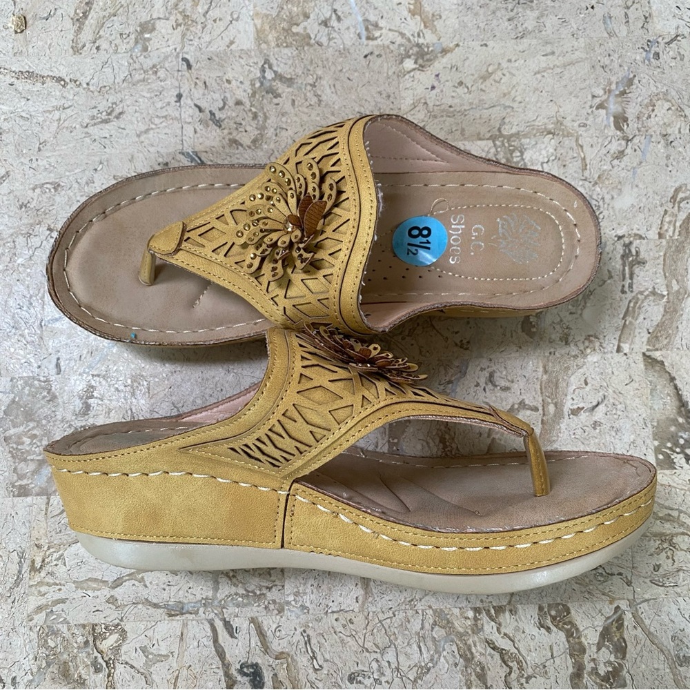 G.C.Shoes Sandal Allie Platform Wedge Slip On Open Toe Size 8.5